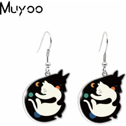 New Random Graffiti Cartoon Animal Style Hedgehog Fox Puppy and Kitten Squirrel Epoxy Acrylic Dangles Earrings