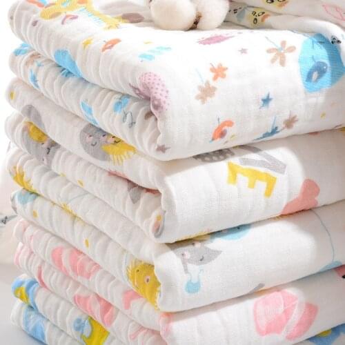 Muslin Baby Swaddle Blanket Newborn Baby Bath Towel 6 Layers Swaddle Blankets Multi Designs Functions Baby Wrapper