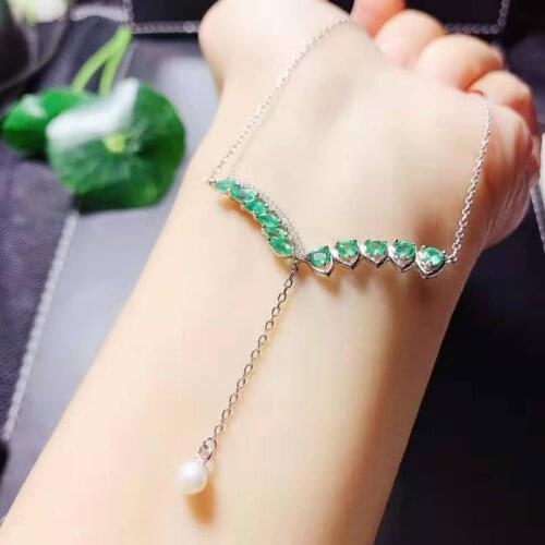 Natural Emerald Necklace fashionable gem quality 925 silver