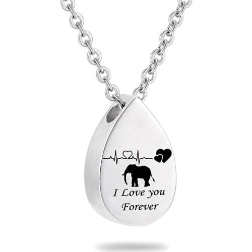 Personalize Carved Teardrop Stainless Steel Necklace Pendant for Memorial Ashes Keepsake Cremation Ash Jewelry For Women Men