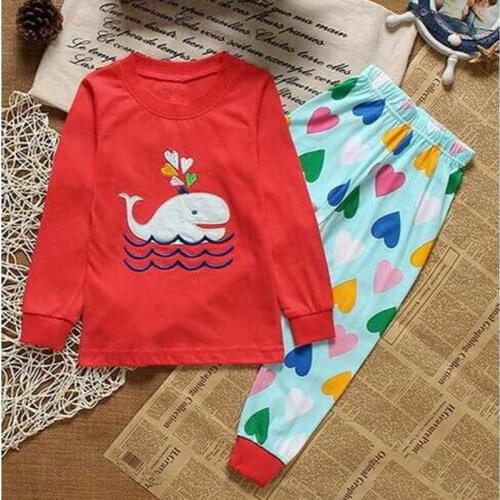 Spring Autumn Children Pajamas Whale Pyjamas Set Kids Pijama Infantil Boys Nightwear Cotton Girls Long Sleeve Sleepwear Suit