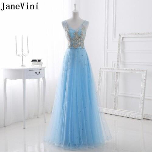JaneVini Vestidos Mother of the Bride Dresses A Line V Neck Gold Lace Appliques Beaded Floor Length Tulle Formal Evening Gowns