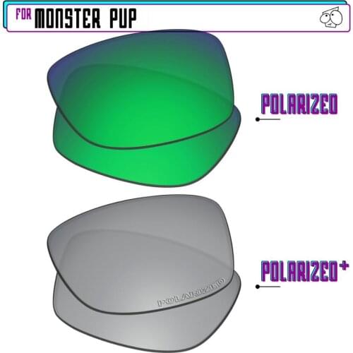 EZReplace Polarized Replacement Lenses for - Oakley Monster Pup Sunglasses - SilverP Plus-Green P