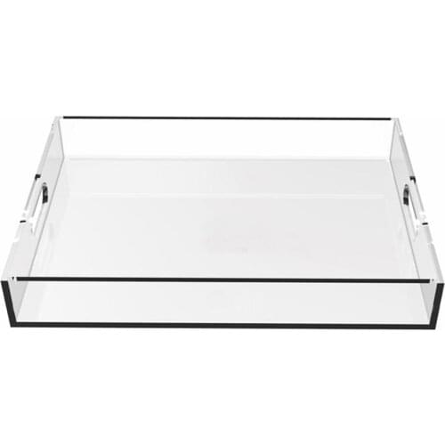 Rectangle Clear Acrylic Serving Trays with Handle for beverage,fruit,cake,toys YAT-001-1