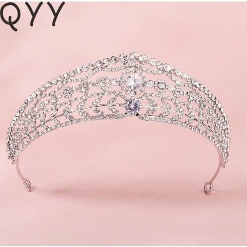 QYY Fashion Bridal Wedding Hair Jewelry Rhinestone Tiaras and Crowns for Women Hair Accessories Party Bride Headpiece Gifts