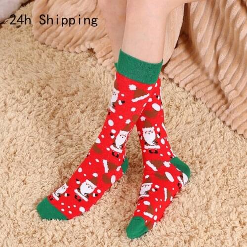 Christmas Fashion Christmas Mens and Womens Cotton Socks Cartoon Holiday Elderly Snowman Elk Plus Size Socks Fuzzy Socks
