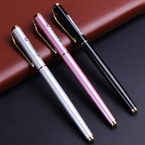 High Quality Deli Metal Fountain Pen School Office Supplies Writing Stationery Business Signature Elegant Ink Pens 3 Colors Gift