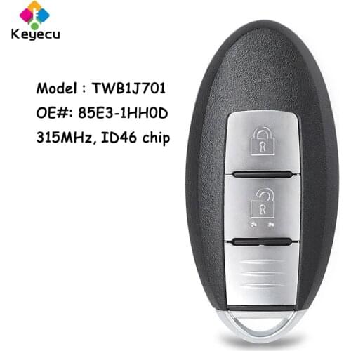 KEYECU Smart Remote Control Car Key With 2 Buttons & 315MHz & ID46 - FOB for Nissan Micra K13 March K13 Leaf 2012-2016 TWB1J701