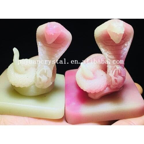 Luminous Resin Cobra Carved Quartz Crystals Animal Snake Figurine Healing Crystals House Decoration Feng Shui Chakra Reiki Decor
