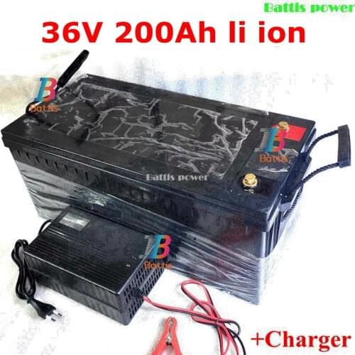 Waterproof 36v 200ah lithium ion batteria 100A BMS li ion for 3000W 1500W scooter bike Solar energy EV +10A charger
