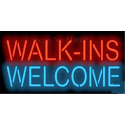 Walk-Ins Welcome Hairs Glass Tube Car neon sign Businese Handcrafted Light Club Pub Shop Store Signs Signboard Signage 19"x15"