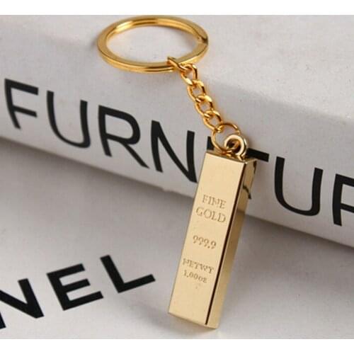 1pc Creative Key Holder Keyfob Gift Metal Gold Bar Golden Brick Keyring Golden Brick Keychain
