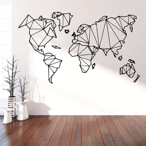 200cmX116cm Hot Geometric World Map Wall Sticker Vinyl Mural Removable Stickers Home Living Room Bedroom Decoration Decal