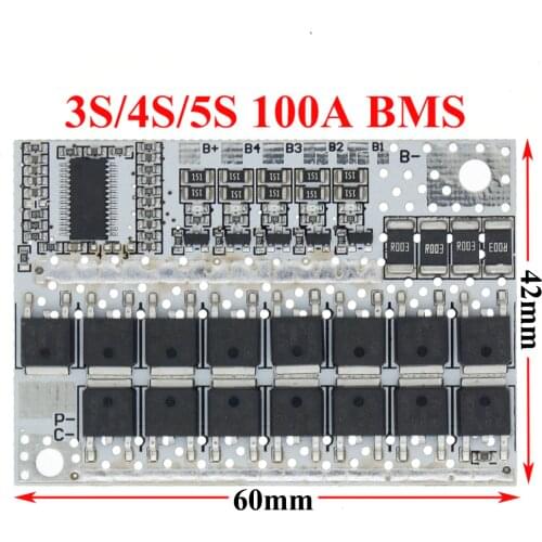 3S/4S/5S BMS 12V/16.8V/21V/18V 3.7V 100A Li-ion LMO Ternary Lithium Battery Protection Circuit Board Li-Polymer Balance Charging