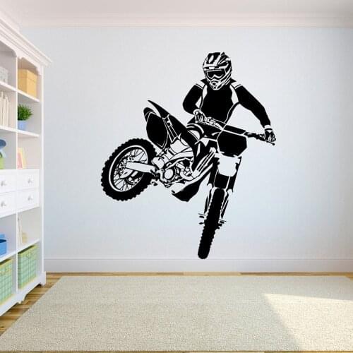 Large Size Wall Decal Motorcross Dirt Bike Sticker Bedroom sport dirt bike motorcycle Home Decor teenager room Wallpaper M192