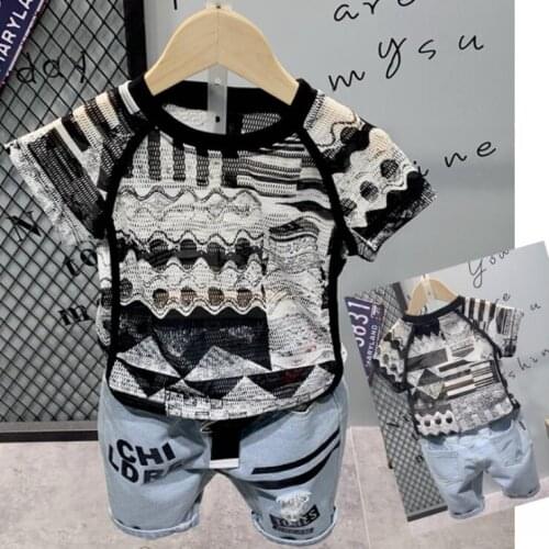 Children Summer Clothing 2PCS Set Toddler Kids Baby Boy Hollow T-Shirt + Shorts Pants Outfits Short Sleeve Clothes 2-6Year