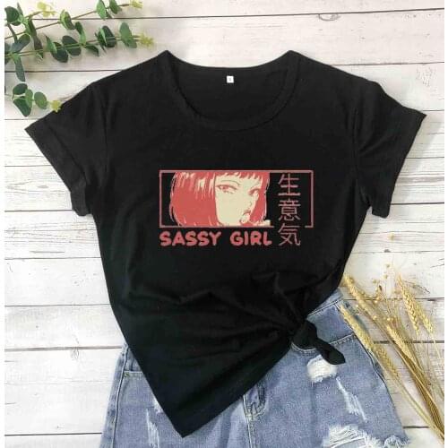 Sassy Girl Shirt Japanese Aesthetic Vaporwave t Shirt Japan Anime graphic hipster vintage youngs tees party 90s funny art tops