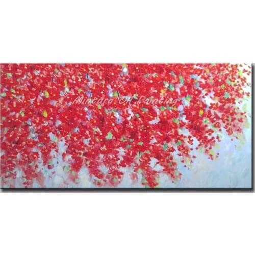 Mintura Handpainted Oil Painting on Canva Modern Art Painting Beautiful Cherry Blossom Home Decoration Wall Art Poster No Framed