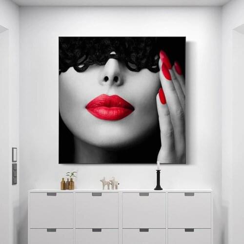 Sexy Woman With Red Lips Canvas Paintings Posters And Prints wall art pictures Modern Lips Canvas Art Picture home decor cuadros