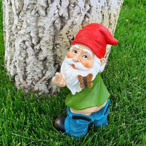 Cute Resin Naughty Garden Gnome Figurines 5 Inch Statue White Old Man Fairy Garden Ornament Accessories Elves Desk Decor Gift