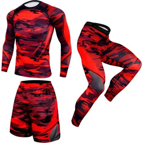 Mens Sports Suit male Quick drying Sportswear Compression Clothing Fitness Training kit Thermal Underwear leggings