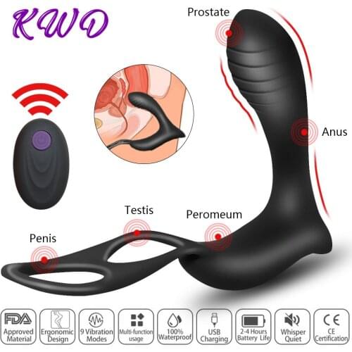 Male Prostate Massage Vibrator Anal Plug Vibrator Sex Toys for Adults Prostate Stimulator Butt Plug Delay Ejaculation Ring