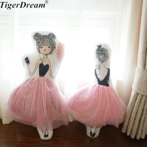 Ins style ballerina girl stuffed cushions pink gauze plush toys washable doll childrens room decoration sleeping pillows