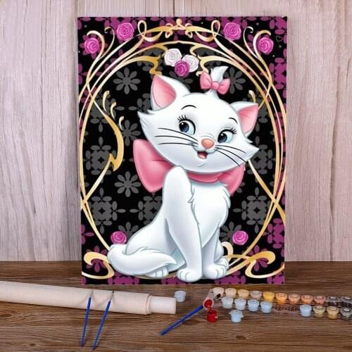 Cartoon Marie Cat Animail Paint By Numbers Package Acrylic Paints 40*50 Oil Painting Decorative Paintings Adults Drawing