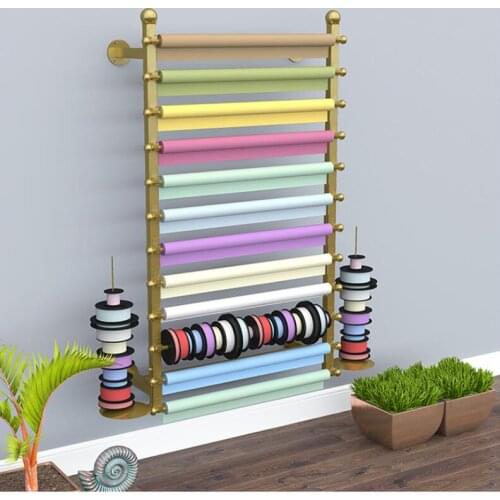 Wall-mounted Floral Flower Wrapping Paper Ribbon Ribbon Shelf Wall Flower Shop Hanging Pennant Scarf Display Storage Rack