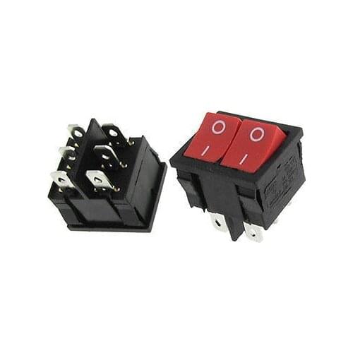 NEW!5 x 6 Pin Double SPDT Design On/On 2 Position Snap In Boat Rocker Switches Red