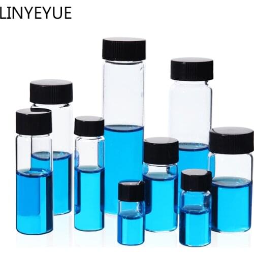 All sizes Transparent Glass Sample Bottles with PP cap+PE pad Essential oil bottle Screw Cap Glass Test Tube for Laboratory