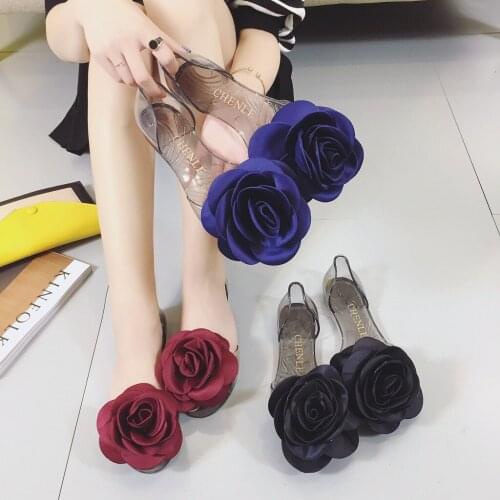 Spring Roses Flat Sandals Fish Head Waterproof Non-Slip Plastic Jelly Shoes Beach Shoes Female Four Seasons SHW006