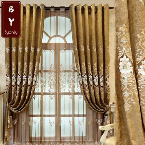 European Style Chenille Hollow Embroidery Curtain Living Room Bedroom Water Soluble Embroidery Finished Product Customization