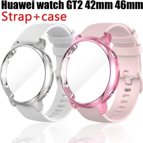 For Huawei Watch GT2 GT 2 42mm 46mm SmartWatch strap Silicone band for honor magic2 46mm bracelet case cover protector frame