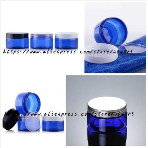 100G blue plastic PET bottle/cream/pot with few lid for essence/wax/moisturizer/mask/cosmetic packing skin care