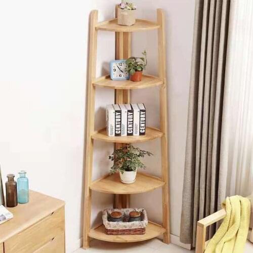 Nordic solid wood shelf Japanese modern simple corner wall corner partition receives display multilayer storage rack