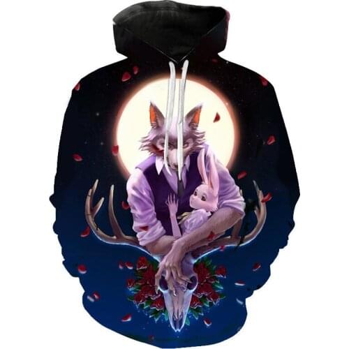 Anime Beastars 3D Print Hoodies Men Women Casual Fashion Hooded Sweatshirt Hip Hop Pullover Hoodie Wolf Rabbit Tops Coat Clothes