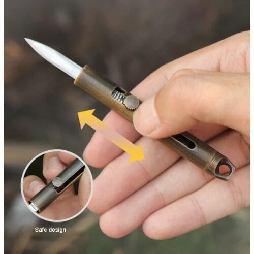 Vintage Copper Mini Knife Detachable Push Pull Knife Portable Pocket Knife