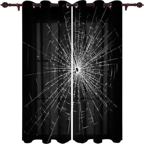 Living Room Curtains Glass Cracked Texture Modern Home Decor Bathroom Kitchen Bedroom Balcony Floor Valance Curtains