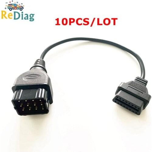 10PCS/LOT OBD2 Extension Cable for GAZ 12Pin Male to 16PIN Female Adapter work with Russian Truck Car