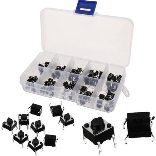 100pcs 4Pin Micro Tactile Push Button Switch Momentary Miniature Tact Pushbutton Switches 6x6x5mm