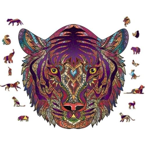 3D Wooden Puzzle For Adults and Kids,Animals Shape Puzzle,Gift Puzzle,Tiger Shape Colorful Wooden Puzzles,Wooden Jigsaw Puzzles