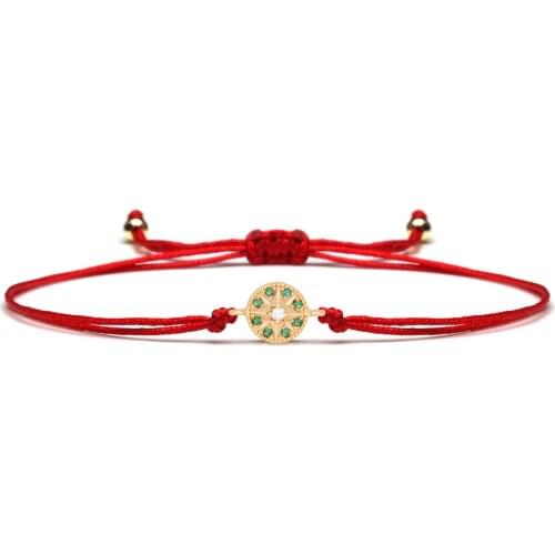 AAA Green Cubic Zirconia Stones Star Round Charm Bracelet Women 2021 New Fashion Stellar Brass CZ Red String Handmade Jewelry