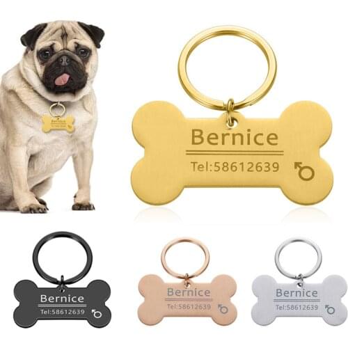 Anti-lost Personalized Dog Collar Pet ID Tag Engraved Pet ID Name for Cat Puppy Dog Collar Tag Bone Pet Accessories Dropshipping