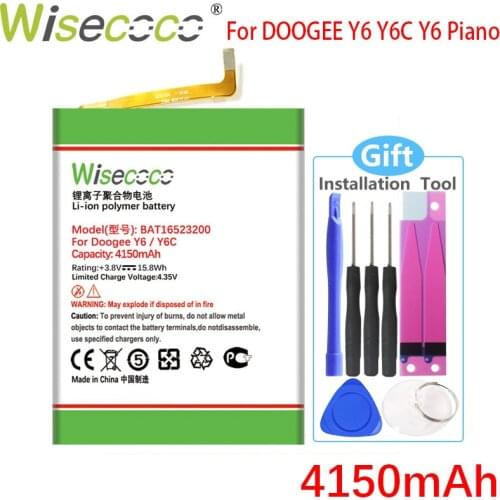 Wisecoco BAT16523200 4150mAh Battery For Doogee Y6 Y6C MTK6750 Octa Core Phone Battery Replace + Tracking Number