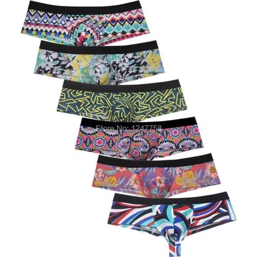 Bokserki Men Boxershorts Mens Cheek Trunk Underwear 1/2 Back Coverage Brazilain Bikini Swim Boxer