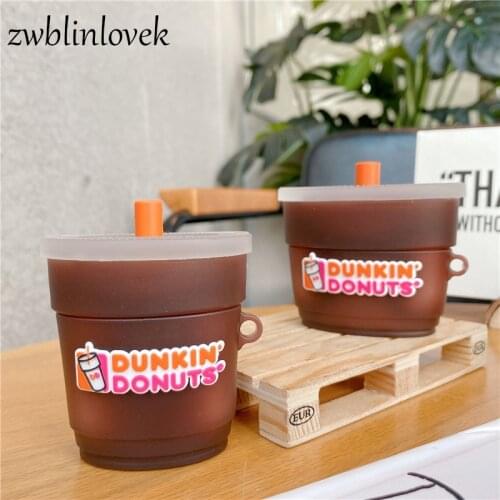 Brand 3d dunkin donuts coffee drink box for airpods 1 2 pro charge soft silicone wireless bluetooth headset protect cover