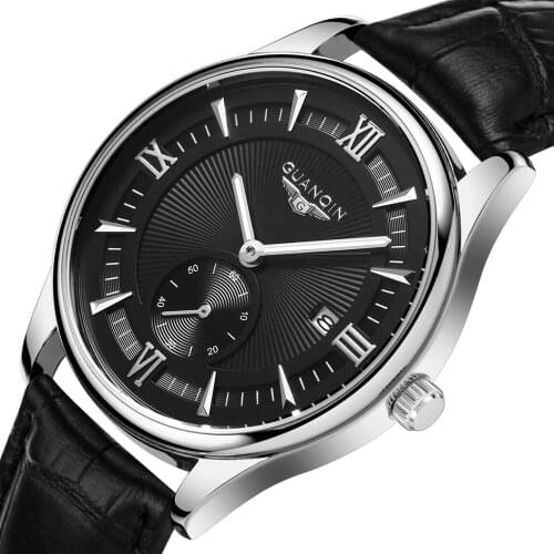 GUANQIN GQ50988 Mens quartz watch Top Brand glass luminous steel waterproof luxury