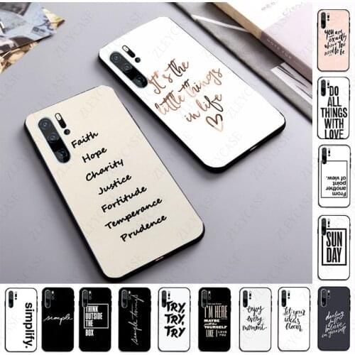 Simple English word phrase inspirational Phone Case For huawei p30lite p20lite p40lite p10plus psmart mate20lite p40pro Cover