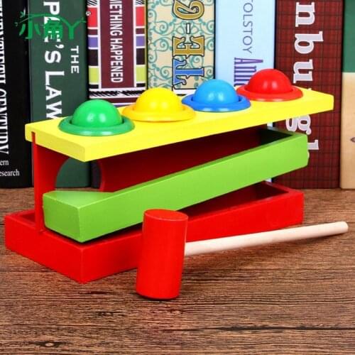 Kid Wooden Color Match Hammering Ball Box Puzzle Game Hand Piling Interactive Toy